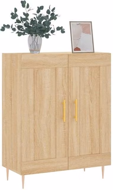 Berkfield Home Sonoma Oak Sideboard in Beige, W/D/H: 69.5 x 34 x 90 cm