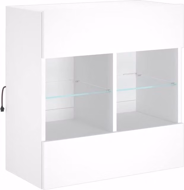 Berkfield Home Modern White TV Wall Cabinet with LED Lights, W: 58.5 cm, D: 30 cm, H: 60.5 cm