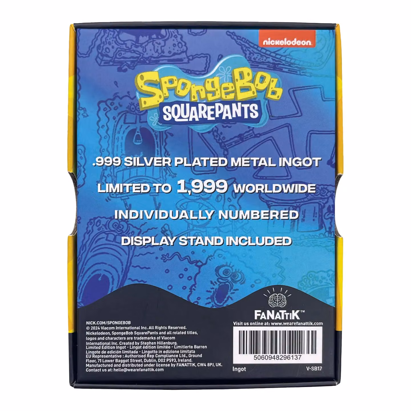 FaNaTtik SpongeBob SquarePants 25th Anniversary .999 Silver Plated Metal Ingot with Tabletop Display Stand in Metallic Silver – 2