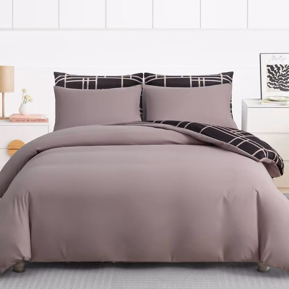 Grace Luxury 4 Pack Ultrasoft Microfibre Duvet Cover Set with Fitted Sheet and Pillowcases in Grey, Single – 3