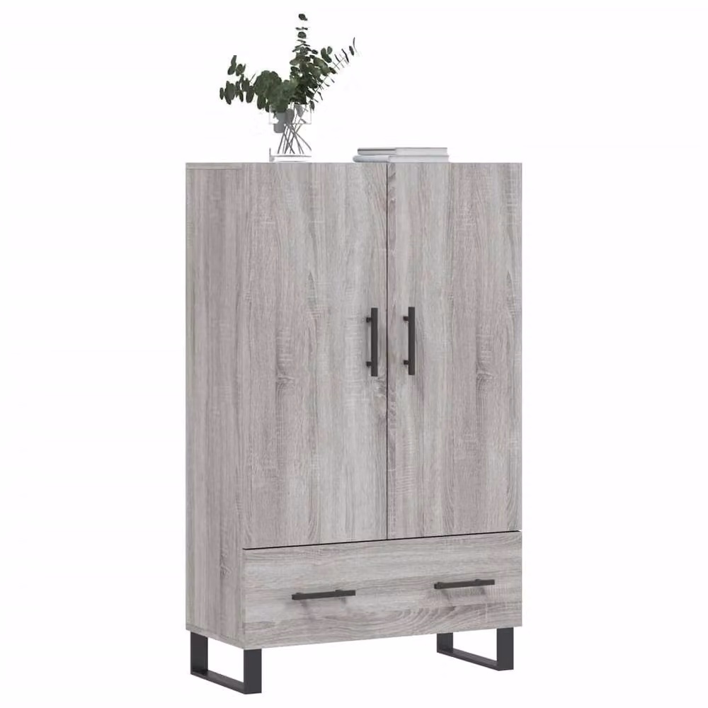 Berkfield Home Modern Grey Highboard with Hinged Doors and Internal Shelves, W/D/H: 69.5 x 31 x 115 cm – 2