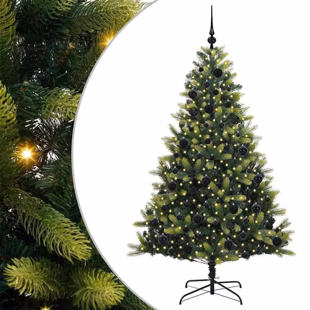 Berkfield Home Artificial Hinged Christmas Tree with 300 LEDs, Green, Height: 180 cm – 2