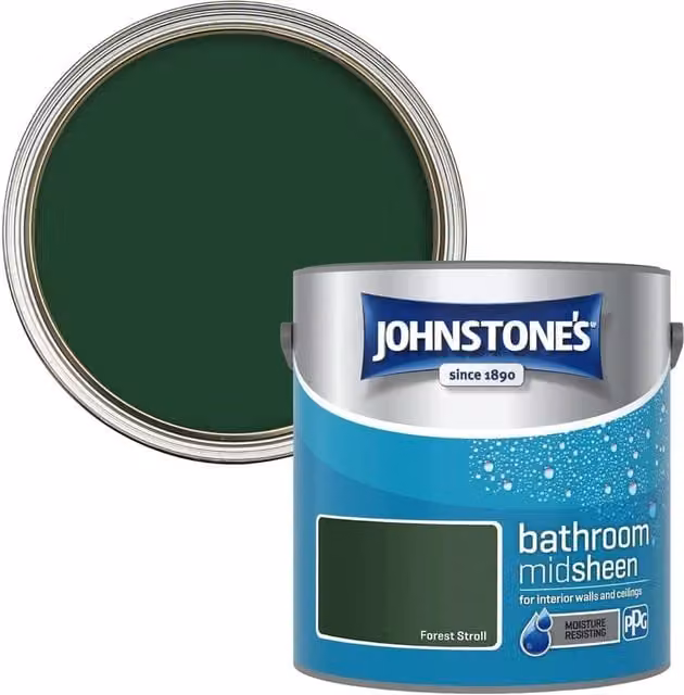 Johnstone's Forest Stroll Bathroom Paint, Green, Mid Sheen, 2.5L