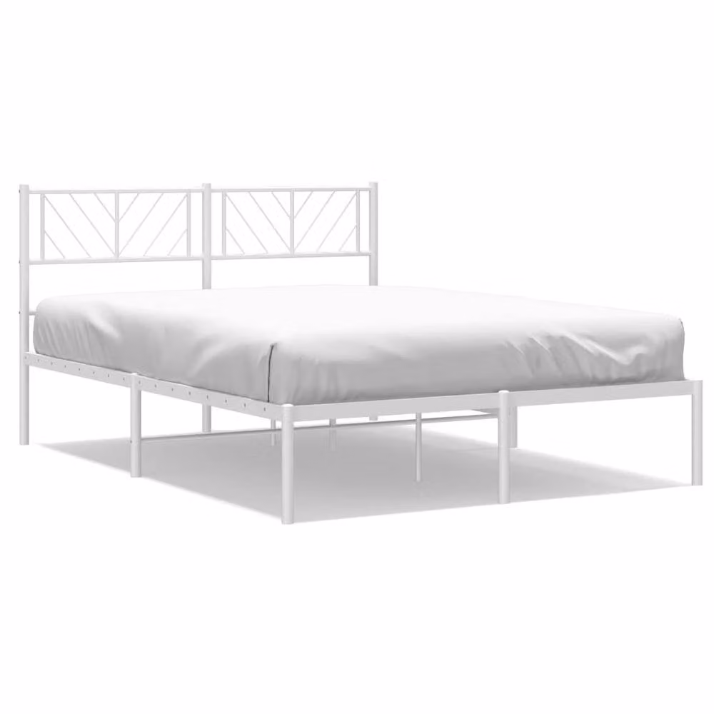 Berkfield Home Metal Bed Frame with Headboard, White, W/D/H: 120 x 200 cm – 2