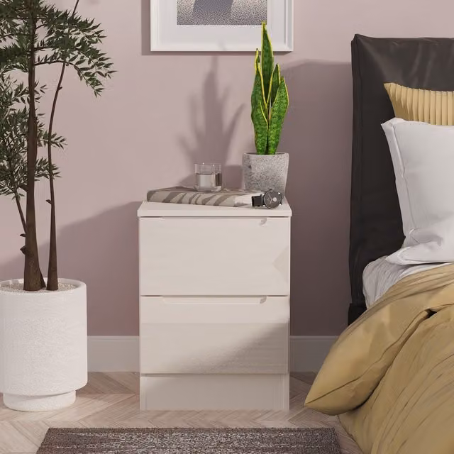 2 U Lucca 2 Drawer Bedside Cabinet in Taupe/Beige