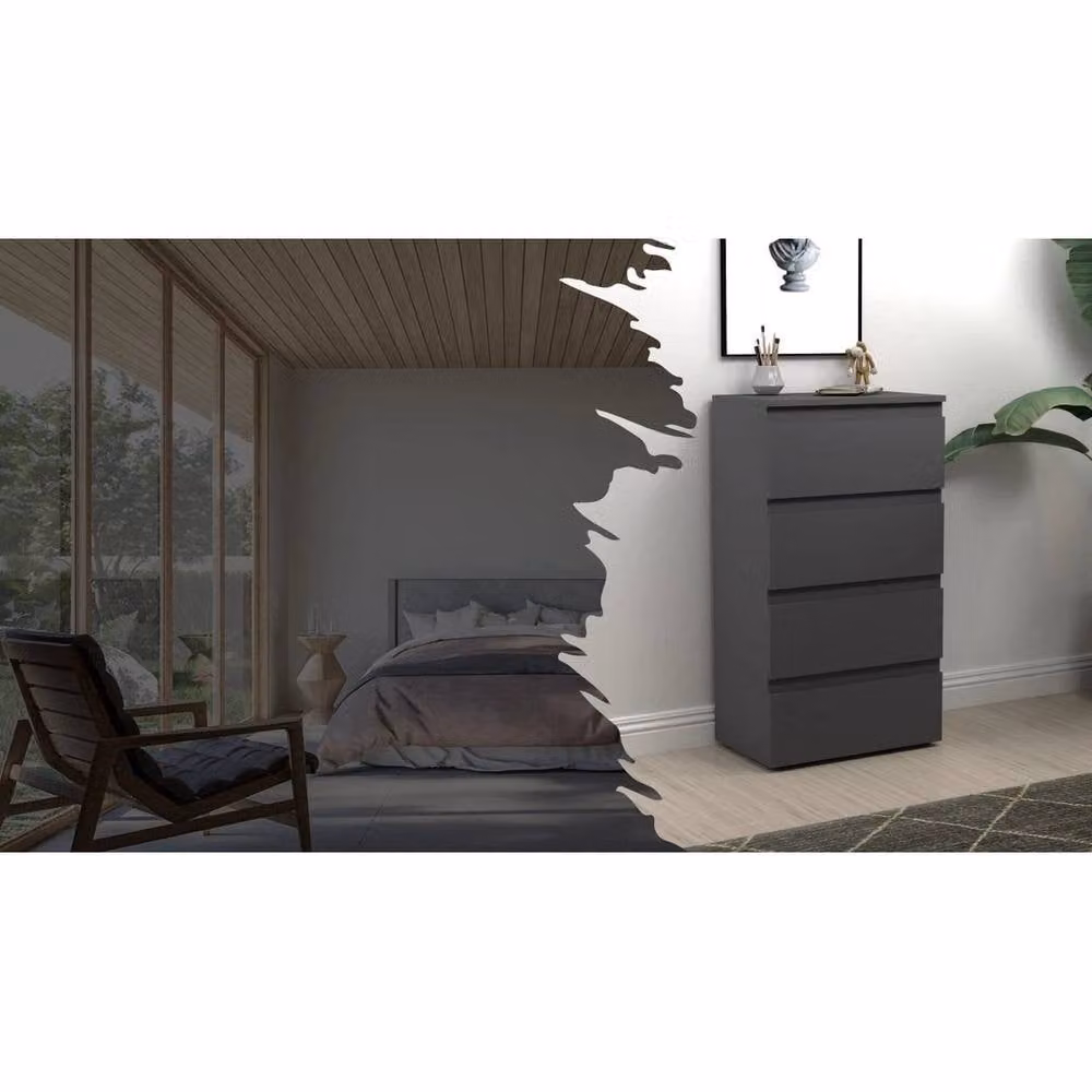 Kelvenix 4 Drawer Chest of Drawers in Dark Grey – 4