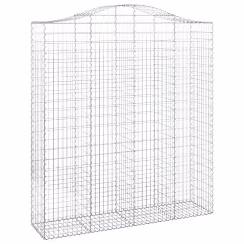 vidaXL Set of 4 Arched Gabion Baskets in Silver Galvanised Steel, W/D/H: 200 x 50 x 220/240 cm