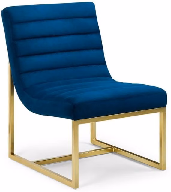 Ashfield Modern Blue Velvet Chair with Gold Metal Frame