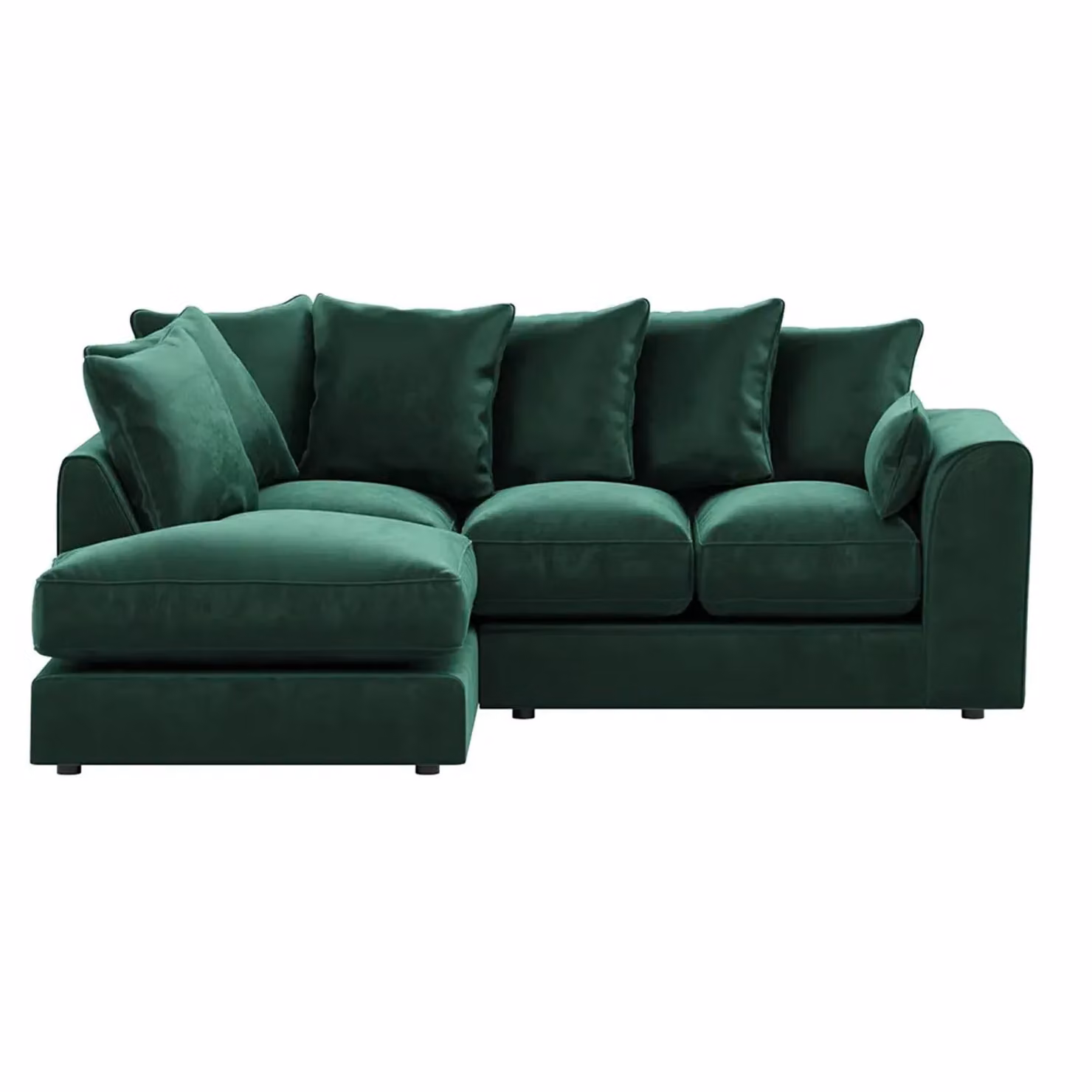 Furnishings For Less UK Brooklyn L-Shaped Corner Sofa, 3 to 4 Seater, Left Hand Facing, Green Plush Velvet – 2