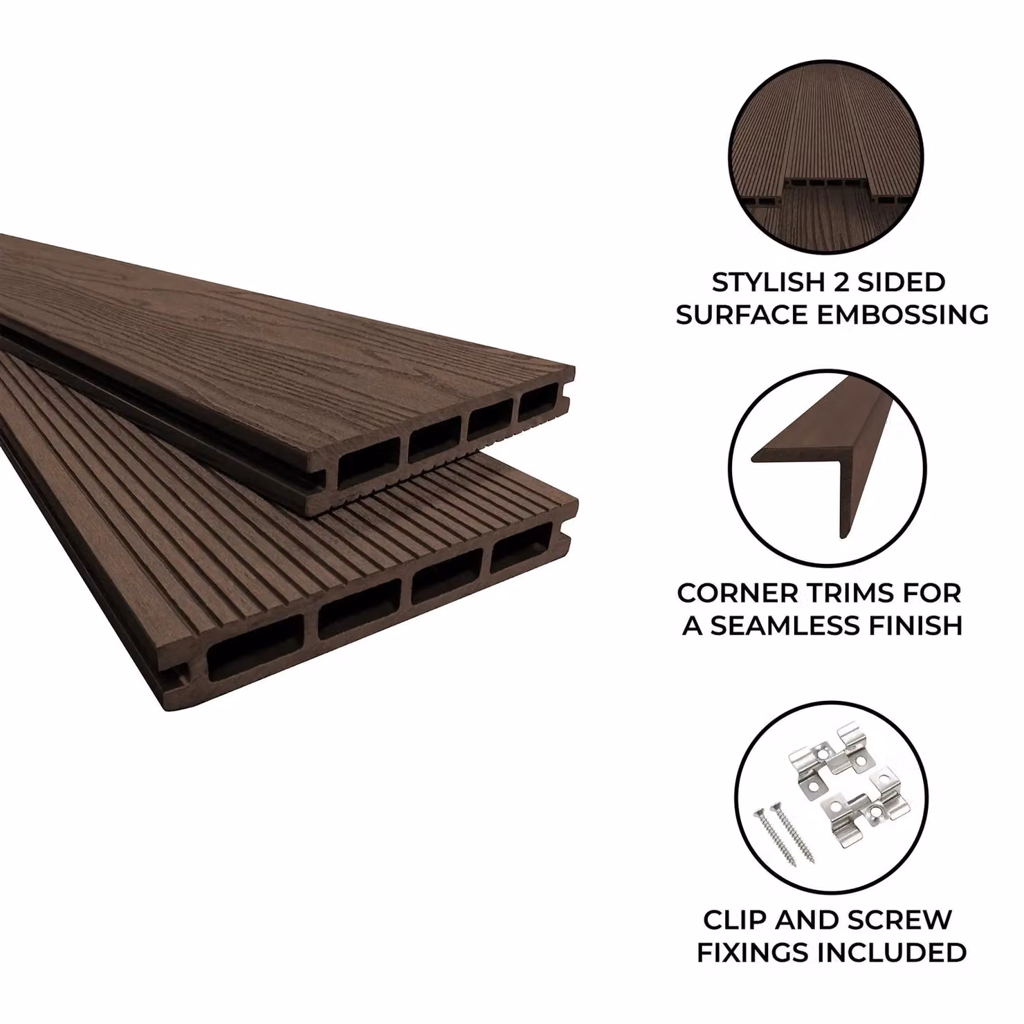Monstershop Composite Decking Boards, 5 Pack, Brown in Terracotta – 2