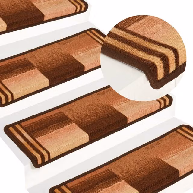 Berkfield Home Self-adhesive Stair Mats, 5 Pack, Brown, W/D/H: 65 x 21 x 4 cm – 1