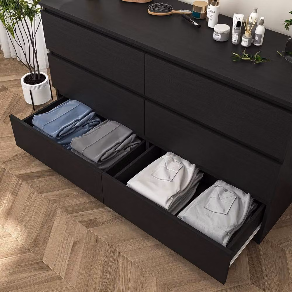Hinsinc Black 6 Drawer Wooden Bedroom Storage Chest – 3