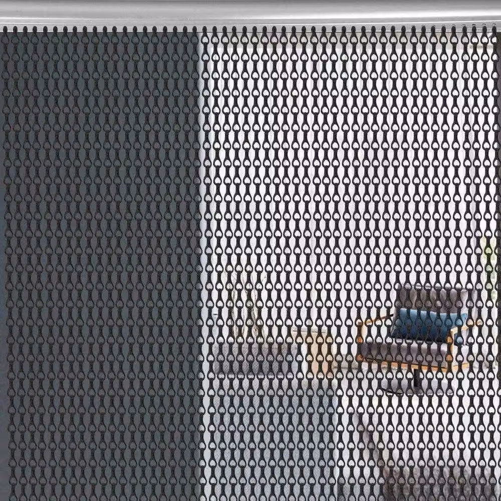 PAWNORA Black Aluminium Chain Curtain Door Privacy Screen Room Divider, H 210 cm x W 90 cm – 5