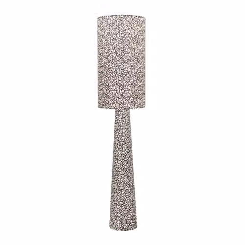 ValueLights Bertie Leopard Print Fabric Midi Floor Lamp in Beige and Multicolour