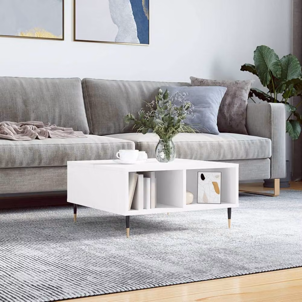 Berkfield Home White Square Coffee Table in Engineered Wood W/D/H: 60 x 60 x 30 cm – 2