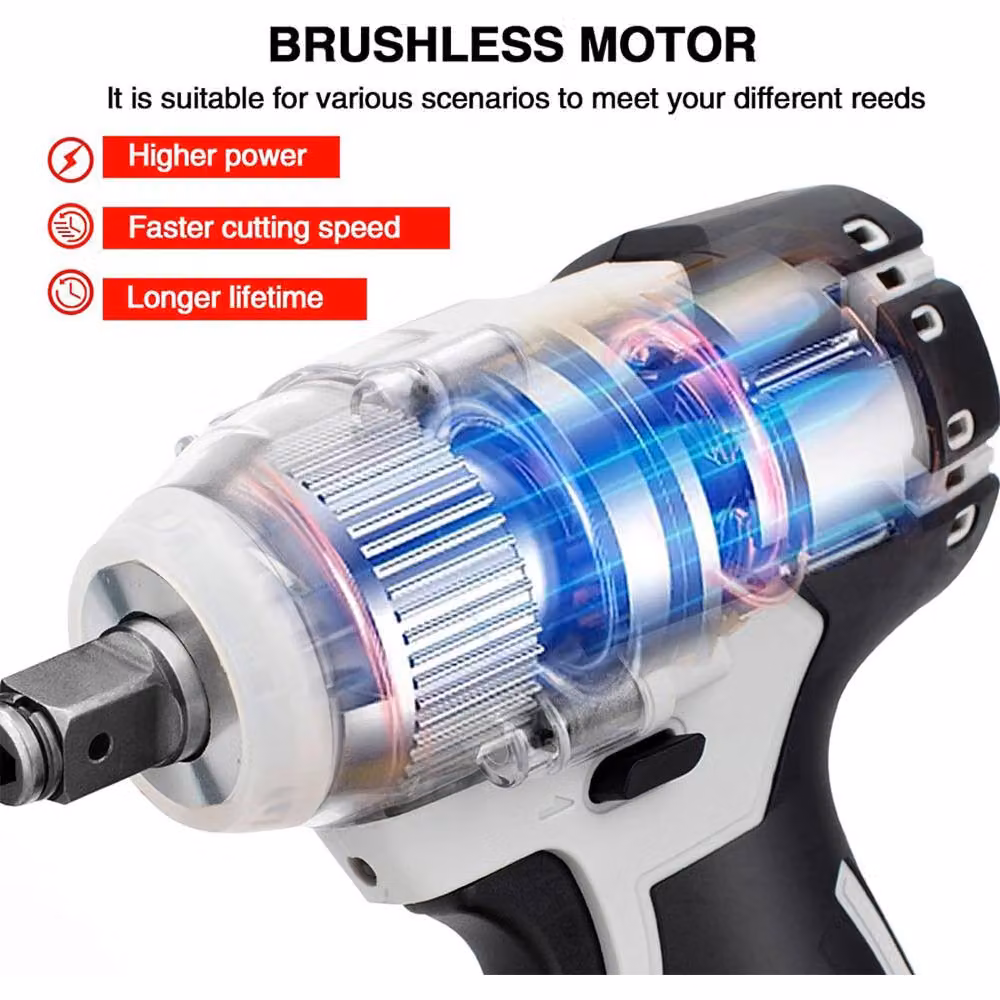 Ventryn 1/2 inch Cordless Electric Impact Wrench with 2 Rechargeable Batteries, 1000Nm Driver, White – 4