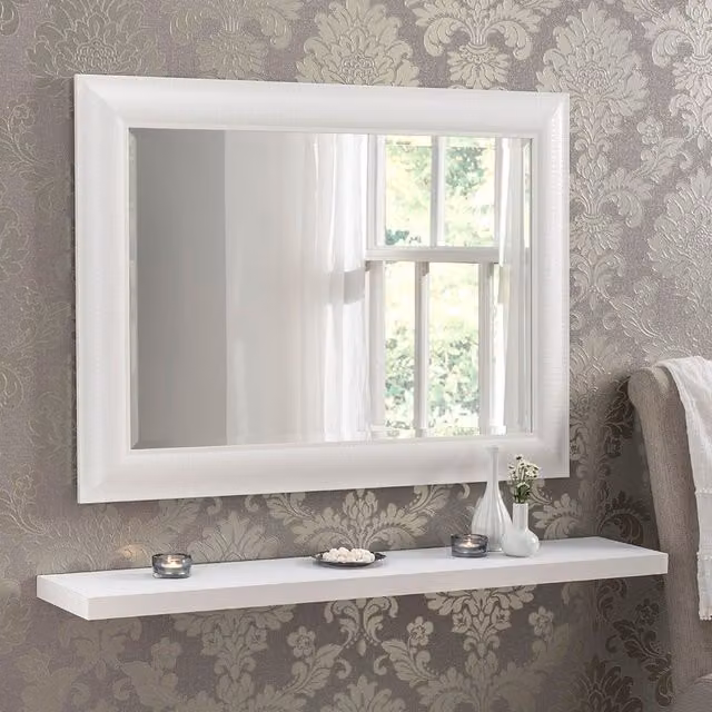 Yearn Modern Rectangular White Framed Wall Mirror