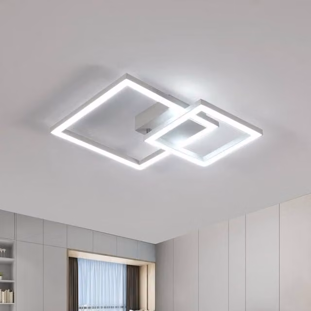 COMELY 34W LED Square Ceiling Light in White with 350 Degree Rotatable Design and 6500K Cool White Light