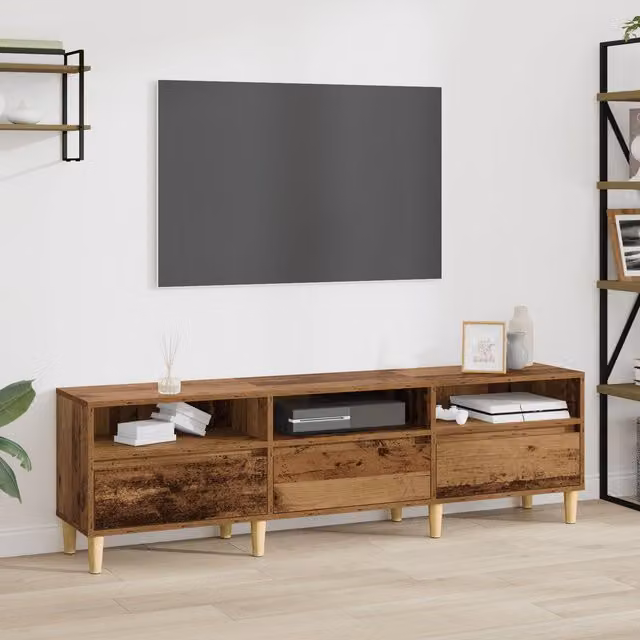 Berkfield Home Rustic TV Cabinet with Drawer in Old Wood and Brown MDF – 1