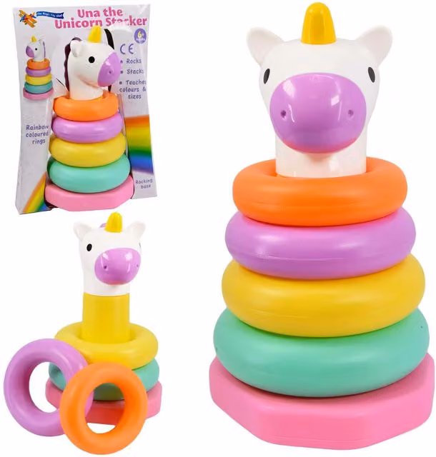 The Magic Toy Shop Una The Unicorn Baby Stacking Rings Toy in Pink and Multicolour
