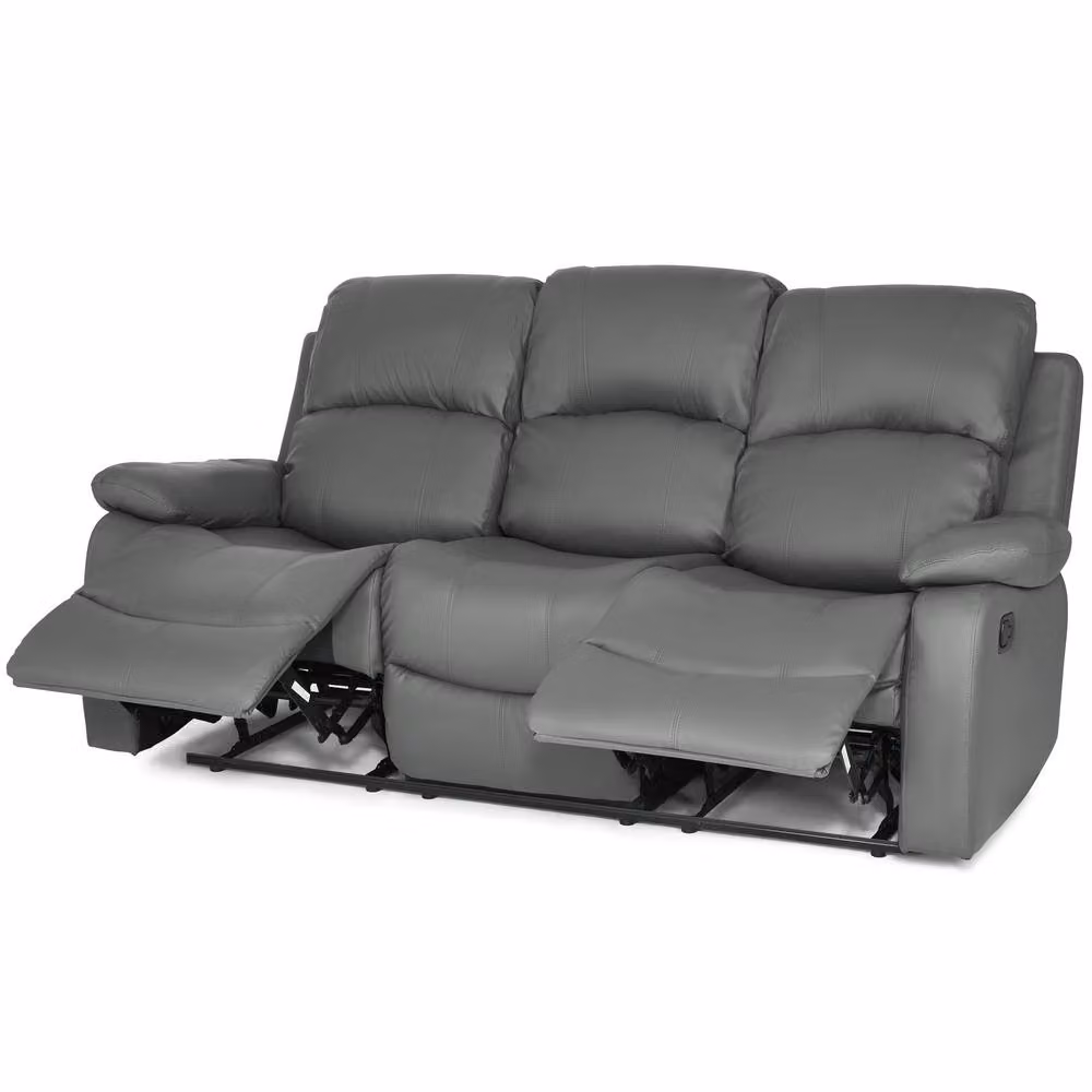 Bravich LTD 3 Seater Bonded Leather Recliner Sofa in Grey – 2