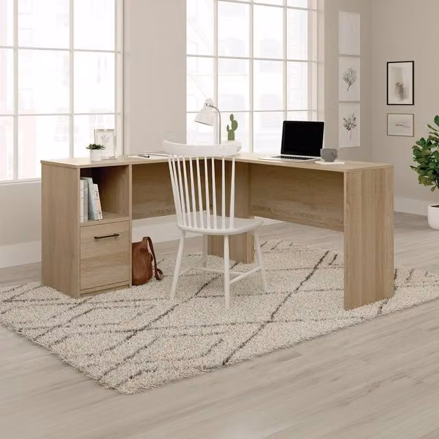 Teknik Modern L-Shaped Corner Desk in Brown MDF Laminate