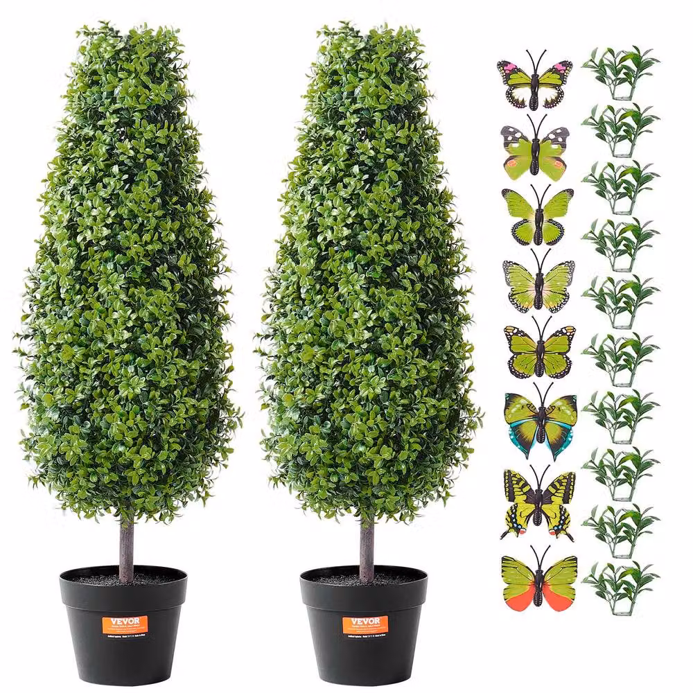 VEVOR Set of 2 Lifelike Artificial Green Boxwood Topiary Trees, Height: 91.44 cm – 8
