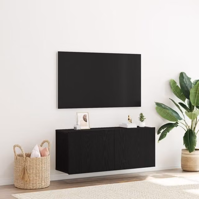 Berkfield Home Black Oak Wall Mounted TV Cabinet W/D/H: 100 x 30 x 41 cm – 1