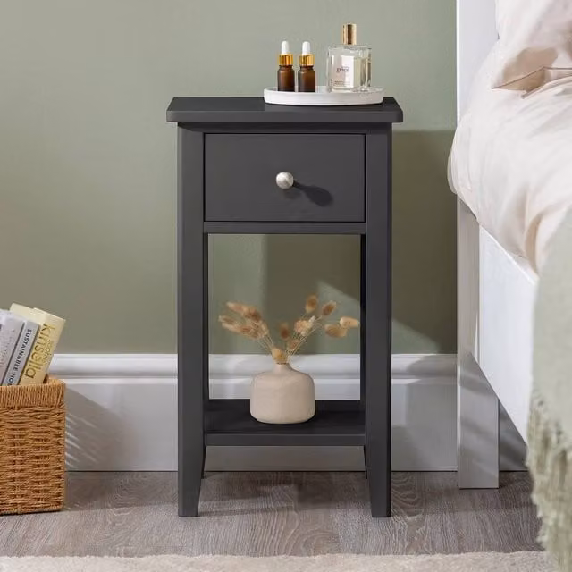 PAWNORA Black Slim Modern Bedside Table – 1