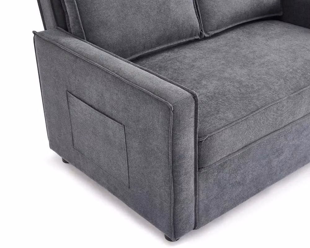Home Detail Hugo 2 Seater Pull Out Sofa Bed in Grey Fabric – 4