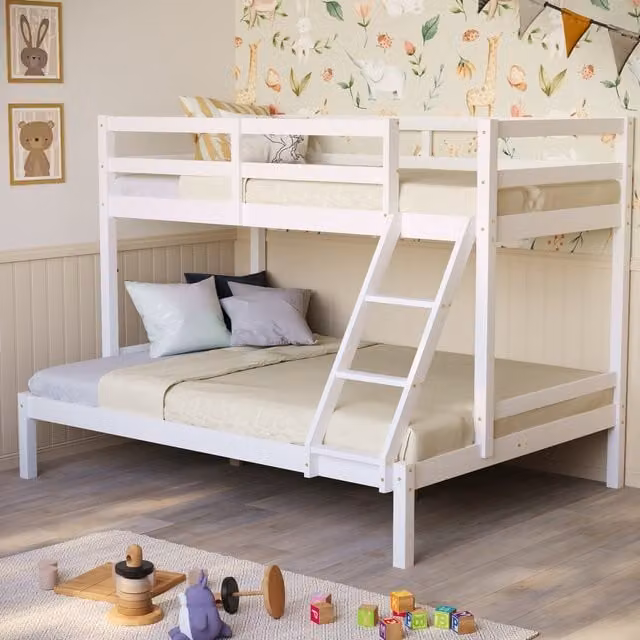 Vida Designs Sydney Triple Sleeper Bunk Bed in White Solid Pine Wood