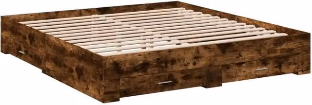 Berkfield Home Modern Super King Bed Frame with Drawers in Smoked Oak Brown, W/D/H: 180 x 200 x 183 cm – 1