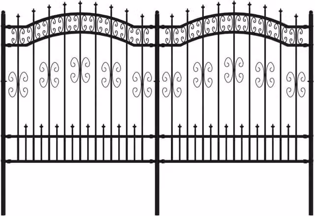 Berkfield Home Garden Fence with Spear Top in Black Powder-coated Steel, Height: 165 cm – 1