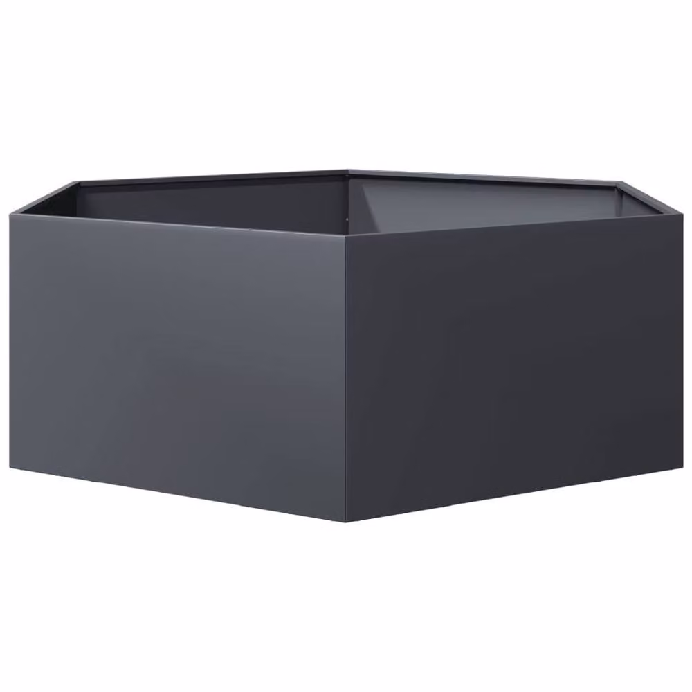 Berkfield Hexagon Steel Garden Planter in Anthracite Grey, W/D/H: 138 x 120 x 45 cm – 3