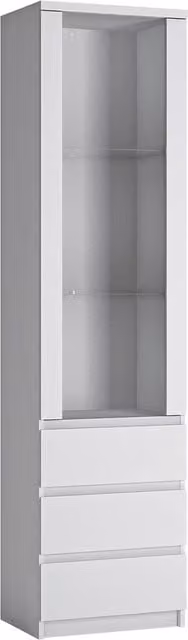 Furniture To Go Fribo Display Cabinet in Alpine White with Glass Doors and Internal Drawers