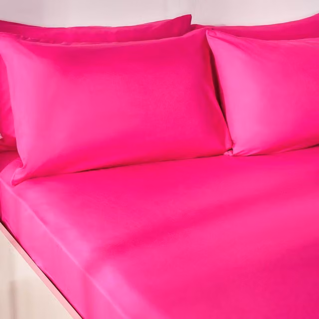OHS Easy Care Polycotton Deep Fitted Sheet, Pink, W: 90 cm, L: 200 cm