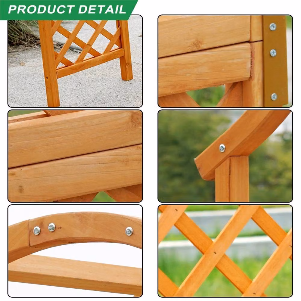 SPETLEK Wooden Garden Pergola Arbour with Trellis in Brown, W/D/H: 100 x 40 x 221 cm – 2