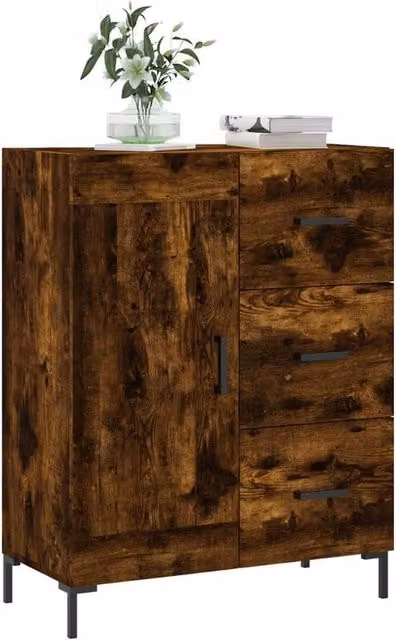 Berkfield Home Smoked Oak Sideboard in Brown, W/D/H: 69.5 x 34 x 90 cm – 1