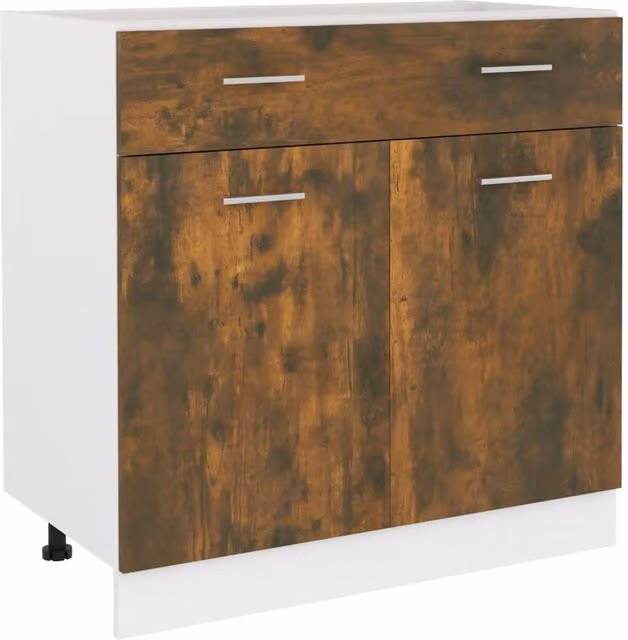 Berkfield Home Smoked Oak Drawer Bottom Cabinet in Brown, W/D/H: 80 x 46 x 81.5 cm – 1