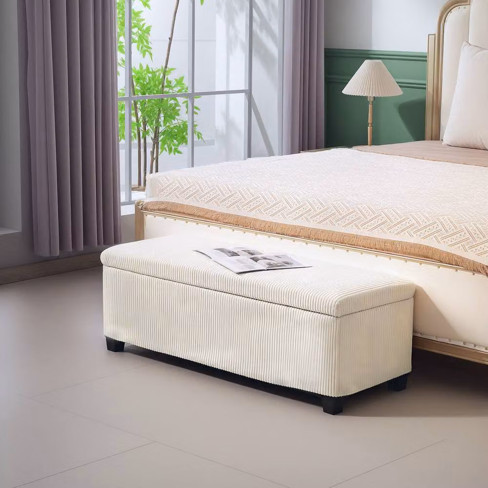 STILVORA Beige Storage Ottoman with Steel Frame and 84 L Capacity – 2