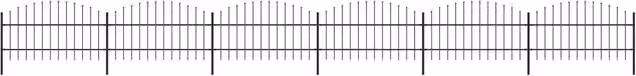 Berkfield Black Steel Palisade Garden Fence with Spear Top, 10.2 m