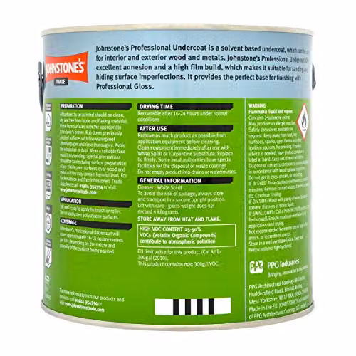 Johnstone's Professional Water Based Undercoat in Dark Grey, 2.5L – 2