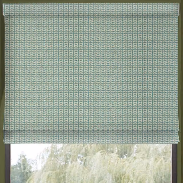 Orla Kiely Tiny Stem Made to Measure Blackout Roman Blind in Duckegg Blue