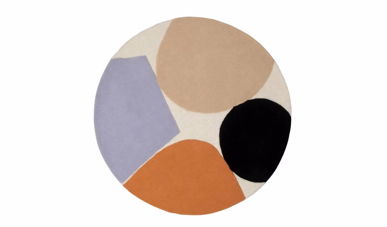 Cheap Furniture Warehouse Scandinavian Geometric Round Woven Wool and Cotton Rug in White and Multicolour, Diameter: 120 cm