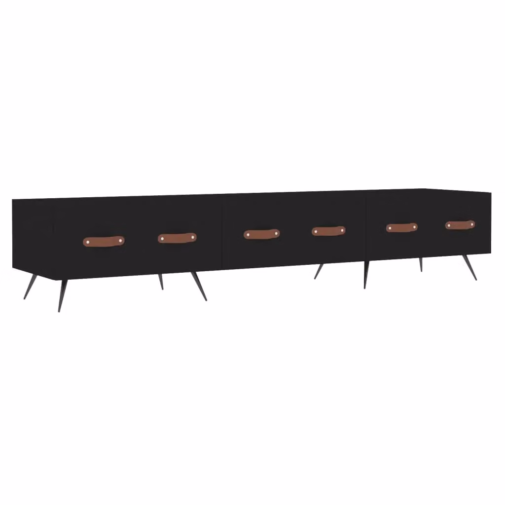 Berkfield Home Mid Century TV Cabinet in Black, W/D/H: 150 x 36 x 30 cm – 2