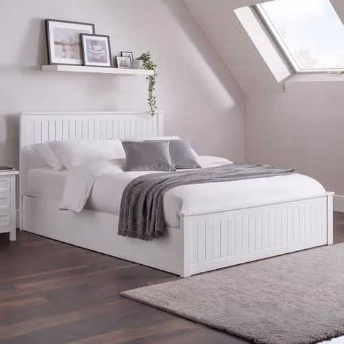 Julian Bowen Maine Ottoman Storage Bed in White, W/D/H: 180 x 200 cm