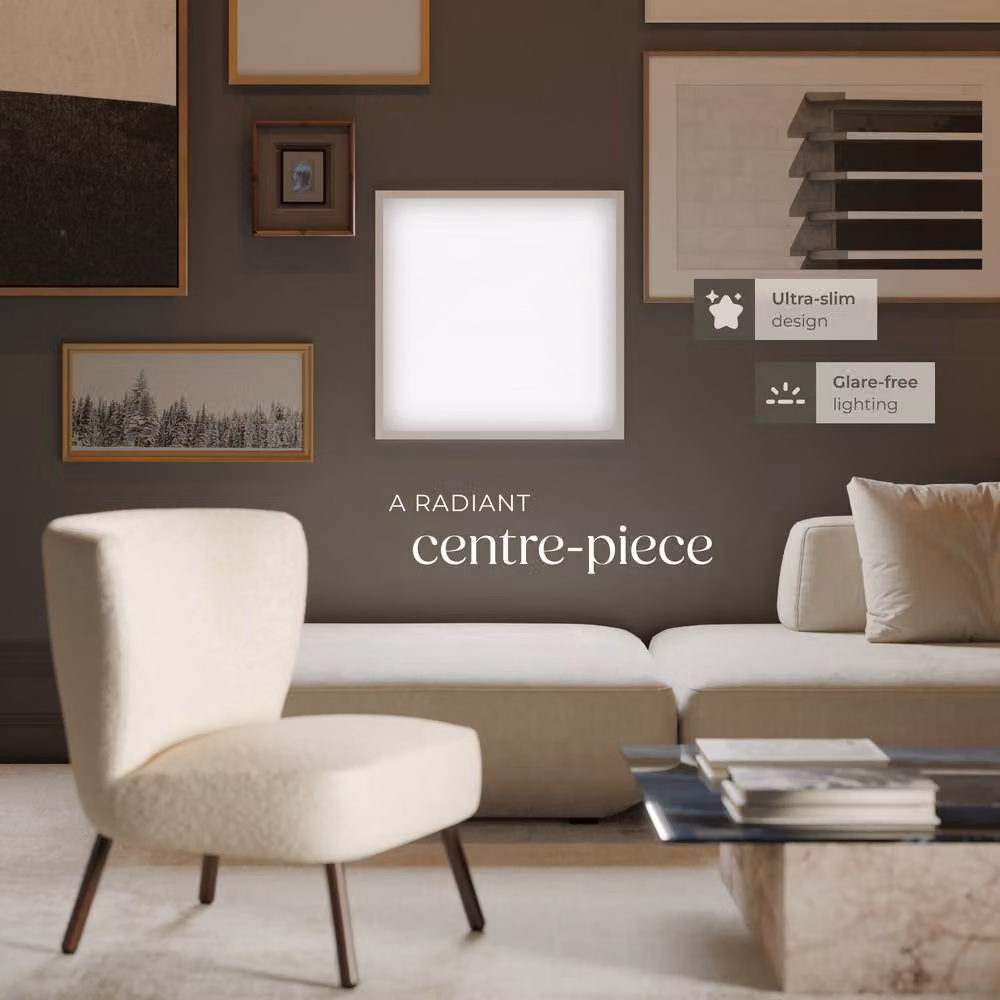 tectake Lucerna LED Panel Light in White, 36W Slim Design with Floating Backlight Effect, Ceiling or Wall-Mountable, W/D/H: 62 x 62 x 3.4 cm – 3