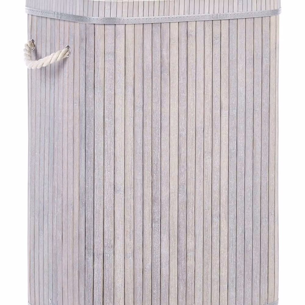 Wyld and Coco Grey Bamboo Laundry Basket with Removable Zip Lid and Handles, W: 40 cm, D: 30 cm, H: 60 cm – 2