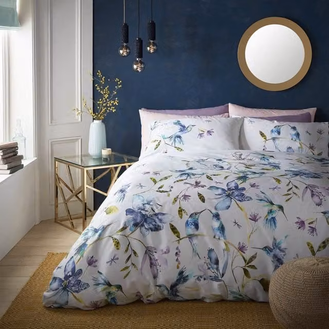 Voyage Maison Tafuna Floral Cotton Duvet Cover Bedding Set in Blue, White and Multicolour