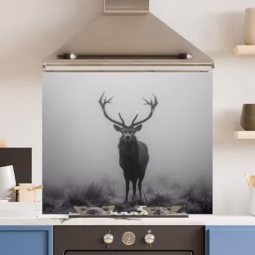Dark Mist Grey Toughened 6mm Glass Kitchen Splashback with Polished Edges, W: 90 cm, H: 75 cm